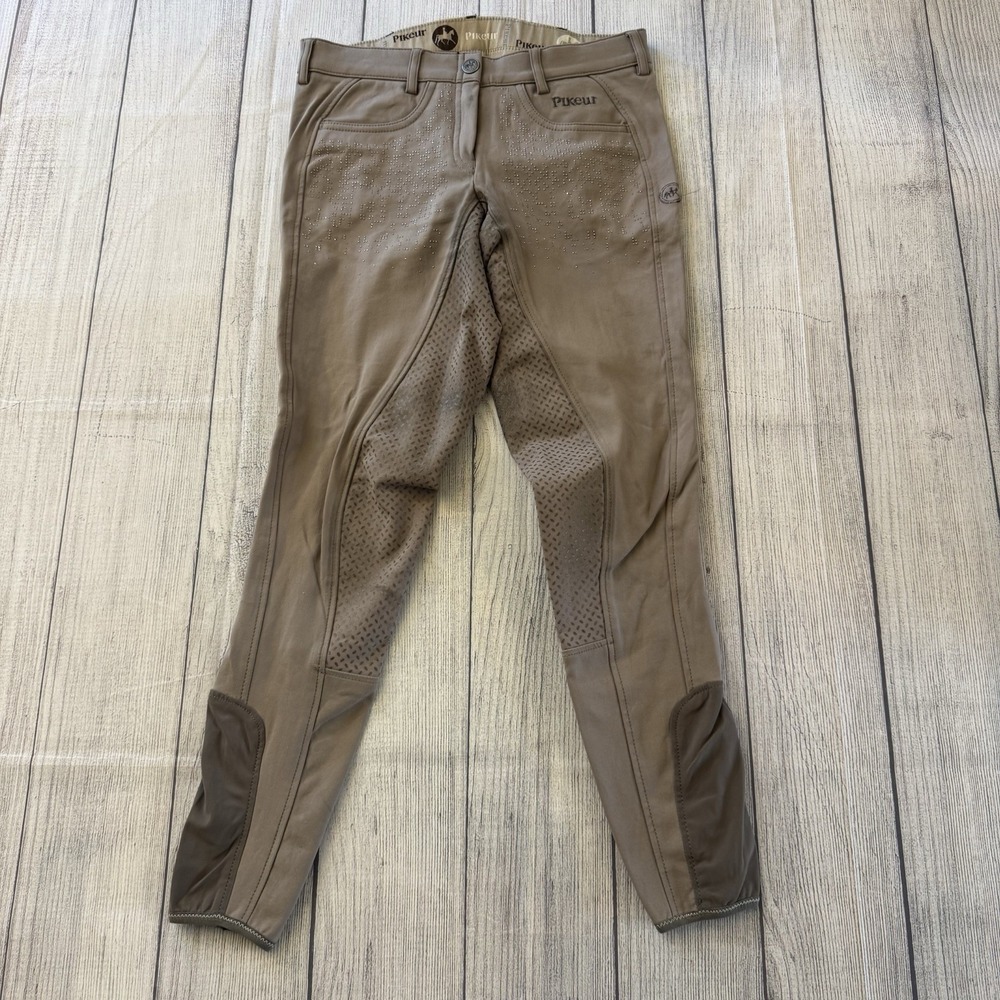 Pikeur Elina Grip Riding Breeches Women's US 24‎ Brown Rhinestone Equestrian